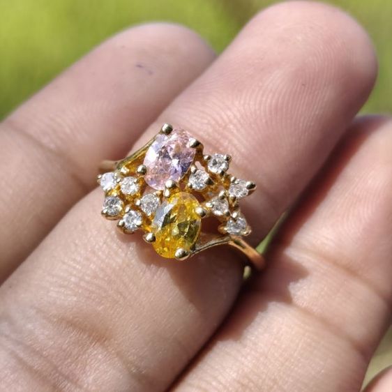 🔖แหวนสีทอง พลอยเหลี่ยมสวยวิ้ง ของจริงสวยมาก  รูปที่ 6