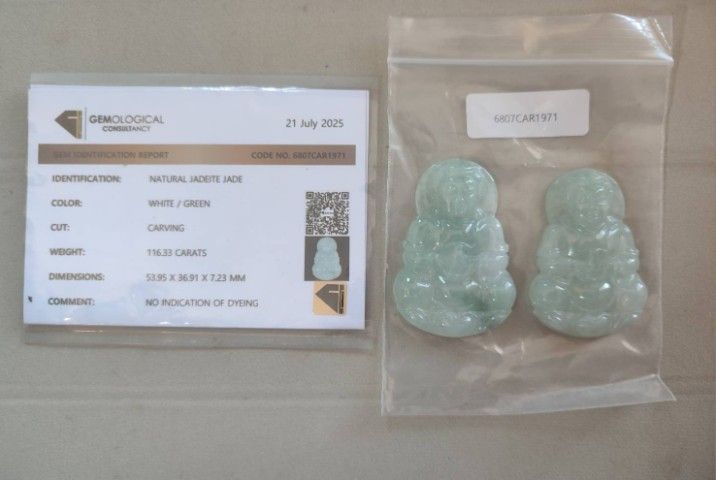 หยกพม่าแท้ แกะสลักเจ้าแม่กวนอิม รูปที่ 3