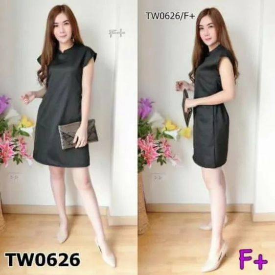 อื่นๆ เดรส | จั๊มสูท S ดำ แขนสั้น เดรสสั้น คอจีน ทรงสุภาพ
