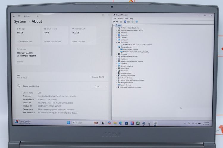 MSI THIN 15 B12UC-1887TH  Core i7-12650H.RTX3050 16.512GB - ID26020012 รูปที่ 4