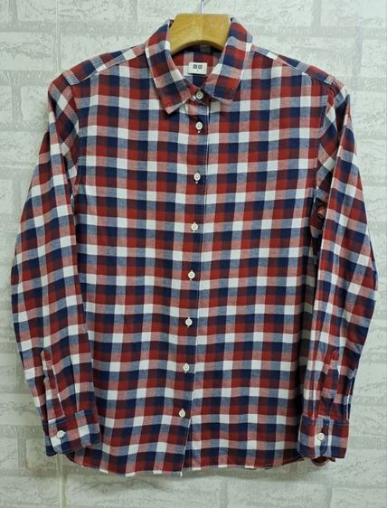 แขนยาว อื่นๆ S เสื้อเชิ้ตและเสื้อผู้หญิง อื่นๆ เสื้อเชิ้ตลายสก๊อต สีแดง,น้ำเงิน ผ้า Flannel แบรนด์ Uniqlo‼️