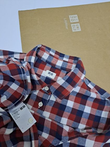 เสื้อเชิ้ตลายสก๊อต สีแดง,น้ำเงิน ผ้า Flannel แบรนด์ Uniqlo‼️ รูปที่ 3
