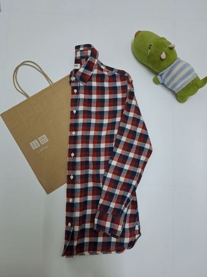เสื้อเชิ้ตลายสก๊อต สีแดง,น้ำเงิน ผ้า Flannel แบรนด์ Uniqlo‼️ รูปที่ 2