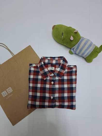 เสื้อเชิ้ตลายสก๊อต สีแดง,น้ำเงิน ผ้า Flannel แบรนด์ Uniqlo‼️ รูปที่ 4