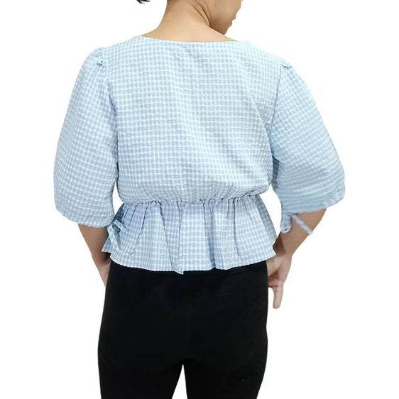 casual style เบลาส์ ลายดอก วินเทจ ไม่มีปก ผ้าเบา โปร่ง รูปที่ 11