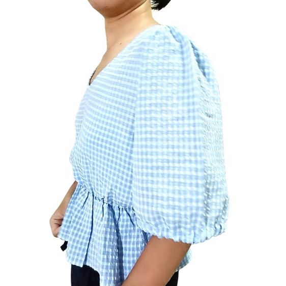 casual style เบลาส์ ลายดอก วินเทจ ไม่มีปก ผ้าเบา โปร่ง รูปที่ 10