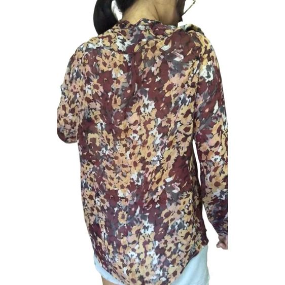 casual style เบลาส์ ลายดอก วินเทจ ไม่มีปก ผ้าเบา โปร่ง รูปที่ 3