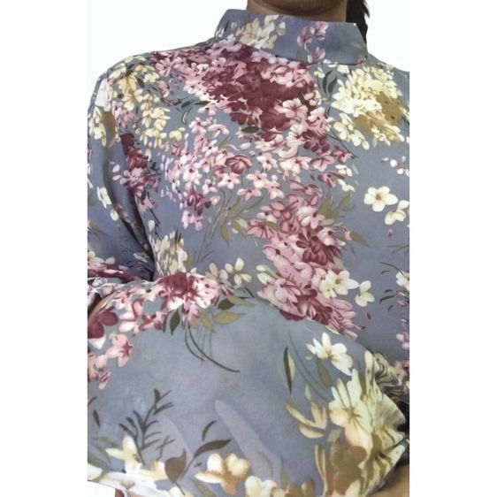 casual style เบลาส์ ลายดอก วินเทจ ไม่มีปก ผ้าเบา โปร่ง รูปที่ 15