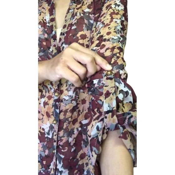 casual style เบลาส์ ลายดอก วินเทจ ไม่มีปก ผ้าเบา โปร่ง รูปที่ 5