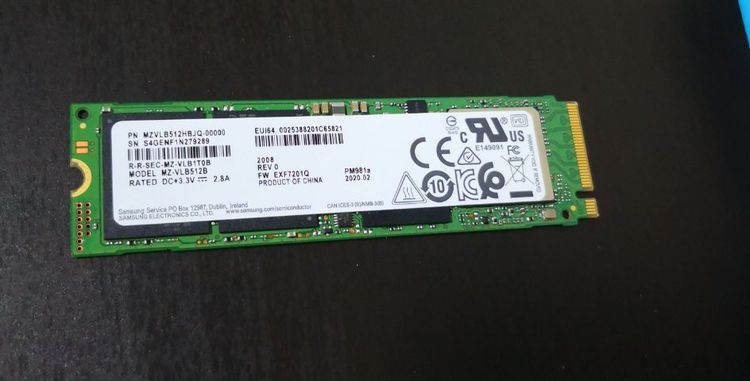 ที่เก็บข้อมูลและเมมโมรี่การ์ด SSD M.2 NVMe Samsung 512GB (MZ-VLB512B)