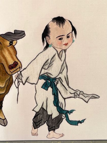 ภาพปัก เด็กจูงวัว เก่าสะสม รูปที่ 5