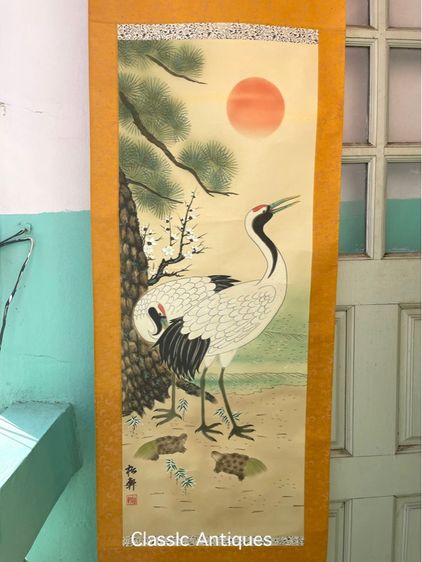 ภาพวาด นกกระเรียนคู่ เก่าสะสม รูปที่ 3