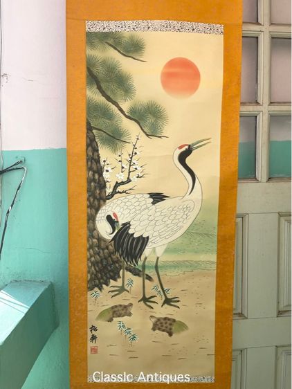 ภาพวาด นกกระเรียนคู่ เก่าสะสม รูปที่ 4