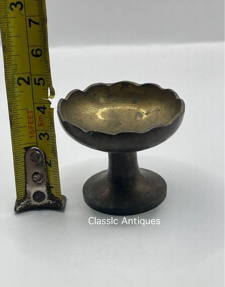 พาน ทองเหลืองจิ๋ว โบราณ เก่าสะสมC1 รูปที่ 6