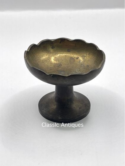 พาน ทองเหลืองจิ๋ว โบราณ เก่าสะสมC1 รูปที่ 2