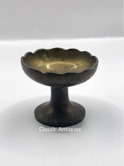 พาน ทองเหลืองจิ๋ว โบราณ เก่าสะสมC1 รูปที่ 3