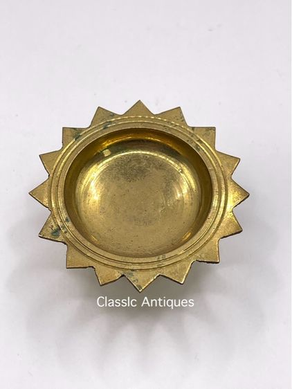 พาน ทองเหลืองจิ๋ว โบราณ เก่าสะสม รูปที่ 3