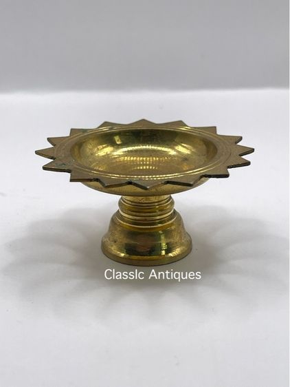 พาน ทองเหลืองจิ๋ว โบราณ เก่าสะสม รูปที่ 2