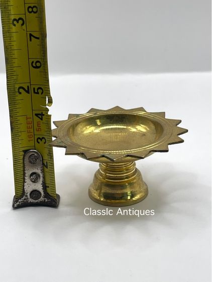 พาน ทองเหลืองจิ๋ว โบราณ เก่าสะสม รูปที่ 7