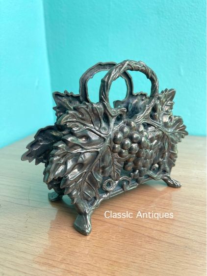 ที่ใส่กระดาษ ลายเถาองุ่น ซิลเวอร์ เพลต งานนอกเก่าสะสม รูปที่ 3