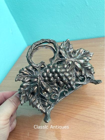 ที่ใส่กระดาษ ลายเถาองุ่น ซิลเวอร์ เพลต งานนอกเก่าสะสม รูปที่ 7