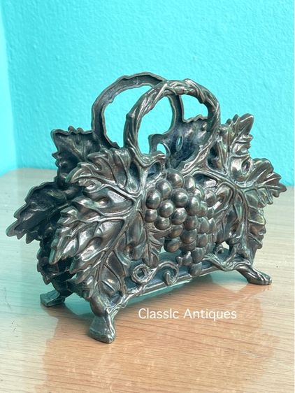 ที่ใส่กระดาษ ลายเถาองุ่น ซิลเวอร์ เพลต งานนอกเก่าสะสม