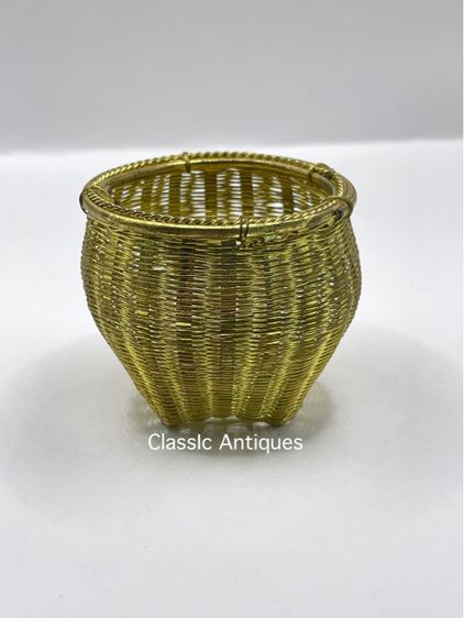 ตะกร้า กระบุง ทองเหลืองจิ๋ว เก่าสะสม รูปที่ 3