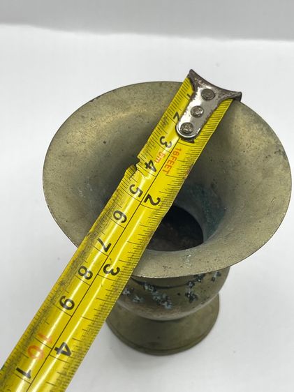 กระโถน ปากแตรจิ๋ว ทองเหลืองเก่าสะสม รูปที่ 10