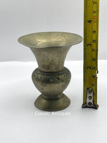 กระโถน ปากแตรจิ๋ว ทองเหลืองเก่าสะสม รูปที่ 9