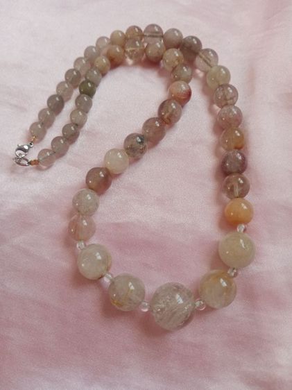 เครื่องเงินเก่า สร้อยคอหินไหมทอง ไหมนาค (ยาว 19 นิ้ว)