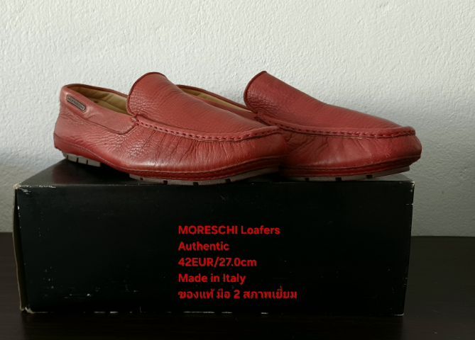 MORESCHI Loafers, Men's 8UK 42EU(27.0cm) Made in Italy ของแท้ มือ 2 สภาพเยี่ยม, รองเท้า Moreschi หนังแท้ พื้นเต็ม มีร่องรอยการใช้งานเล็กน้อย รูปที่ 4