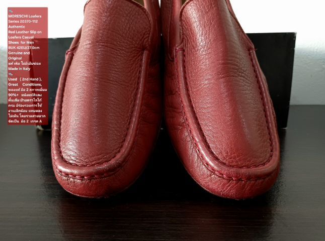 MORESCHI Loafers, Men's 8UK 42EU(27.0cm) Made in Italy ของแท้ มือ 2 สภาพเยี่ยม, รองเท้า Moreschi หนังแท้ พื้นเต็ม มีร่องรอยการใช้งานเล็กน้อย รูปที่ 7