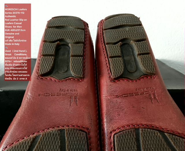 MORESCHI Loafers, Men's 8UK 42EU(27.0cm) Made in Italy ของแท้ มือ 2 สภาพเยี่ยม, รองเท้า Moreschi หนังแท้ พื้นเต็ม มีร่องรอยการใช้งานเล็กน้อย รูปที่ 11