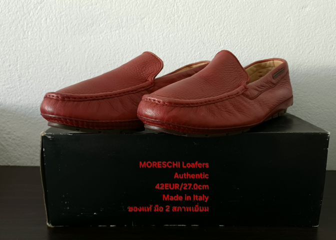 MORESCHI Loafers, Men's 8UK 42EU(27.0cm) Made in Italy ของแท้ มือ 2 สภาพเยี่ยม, รองเท้า Moreschi หนังแท้ พื้นเต็ม มีร่องรอยการใช้งานเล็กน้อย รูปที่ 5