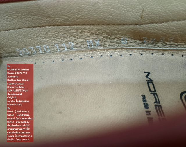 MORESCHI Loafers, Men's 8UK 42EU(27.0cm) Made in Italy ของแท้ มือ 2 สภาพเยี่ยม, รองเท้า Moreschi หนังแท้ พื้นเต็ม มีร่องรอยการใช้งานเล็กน้อย รูปที่ 18