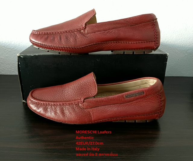 MORESCHI Loafers, Men's 8UK 42EU(27.0cm) Made in Italy ของแท้ มือ 2 สภาพเยี่ยม, รองเท้า Moreschi หนังแท้ พื้นเต็ม มีร่องรอยการใช้งานเล็กน้อย รูปที่ 14