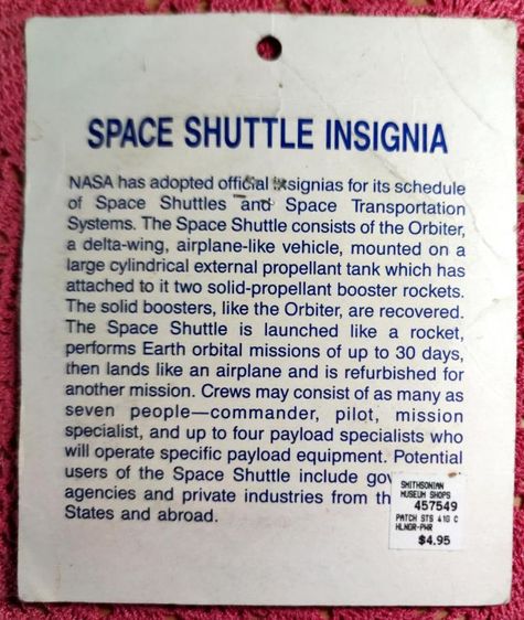 ของที่ระลึกอาร์มติดเสื้อของแท้จากองค์การNASA สหรัฐอเมริกาเมื่อ29ปีก่อน สภาพสวยเดิมๆ ของแท้แน่นอน รูปที่ 2