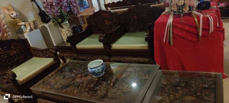 ชุดรับแขกไม้สักแกะสลัก