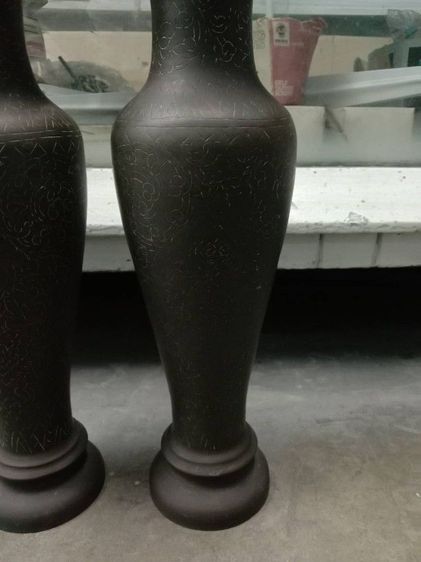 แจกันทองเหลืองงานเก่าลายไทยเทพพนมยกมือพนมไหว้1 คู่ รูปที่ 2