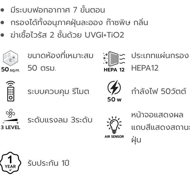 เครื่องฟอกอากาศ BWELL CF-8508 50ตารางเมตร รูปที่ 4