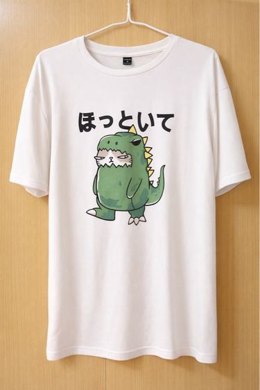 เสื้อยืดมือสอง Size M สีขาว ลายการ์ตูน ผ้ายืดใส่สบาย