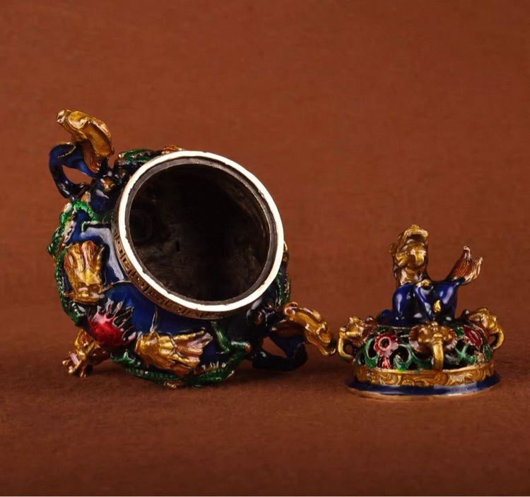 ✨กระถางกำยานหรือกระถางธูปแบบถมปัด  รูปที่ 4