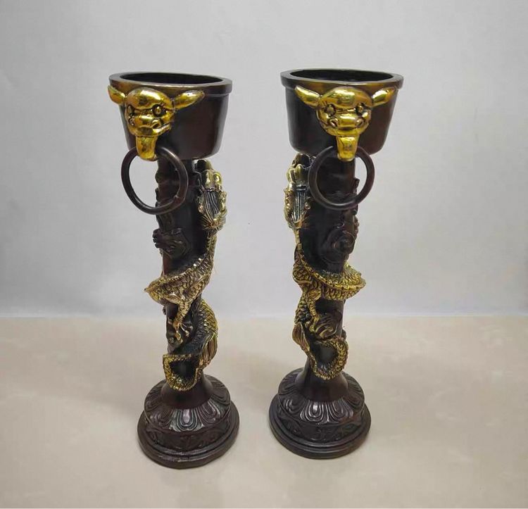 ✨เชิงเทียนมังกรทำจากทองเหลือง  รูปที่ 3