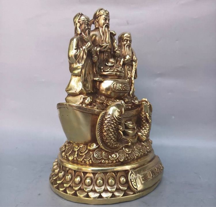 ✨รูปปั้นทองเหลืองฮก ลก ซิ่ว ซึ่งเป็นเทพเจ้าจีน สามองค์ที่เป็นตัวแทนของความเป็นสิริมงคล