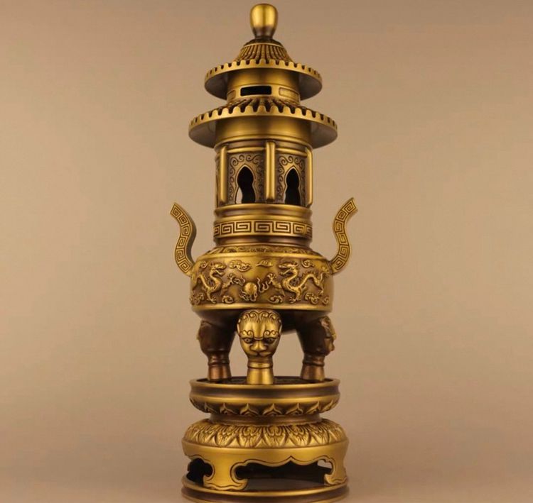 ✨กระถางกำยานทองเหลืองรูปมังกรทรงเจดีย์  รูปที่ 4