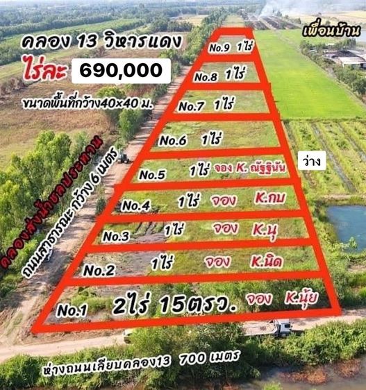 ที่ดินเชิงเกษตร ทำเลดี คลอง13 ต.หนองหมู อ.วิหารแดง จ.สระบุรี