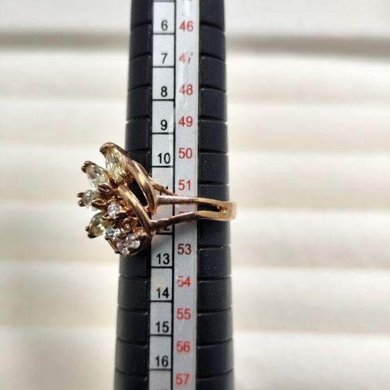 🔖แหวนสีทองเค พลอยเล่นแสงสวย ของจริงสวยมาก  รูปที่ 5