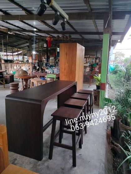โต๊ะพร้อมเก้าอี้บาร์ ไม้สัก รูปที่ 2