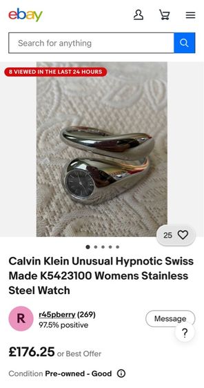 นาฬิกา กำไล CK Calvin Klein Ladies Bangle Snake ของแท้ มือสอง สภาพดี กระจก Swiss made เหมาะเป็น ของขวัญให้แฟน วันวาเลนไทน์ Valentines รูปที่ 17
