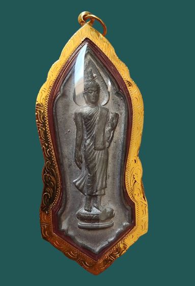 เหรียญ25ศตวรรษ เนื้อชินตะกั่ว บล็อกพระศกจุด เลี่ยมทอง90